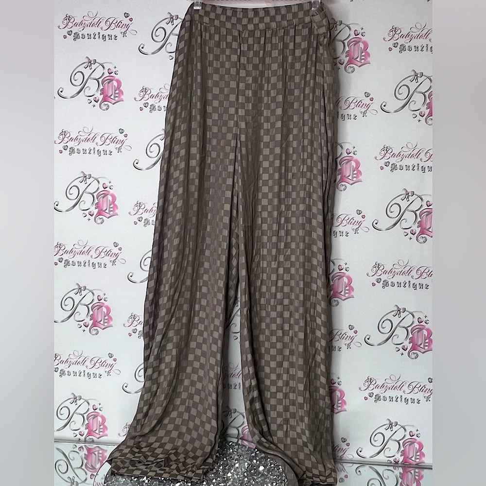 Gap pants wide leg Checkered Brown and Tan pants